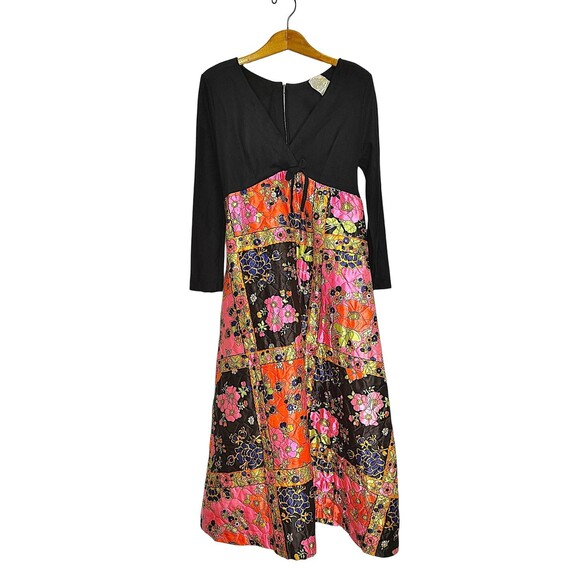 Vintage Boho Quilted Long Sleeve Maxi Dress ILGWU - Picture 8 of 16